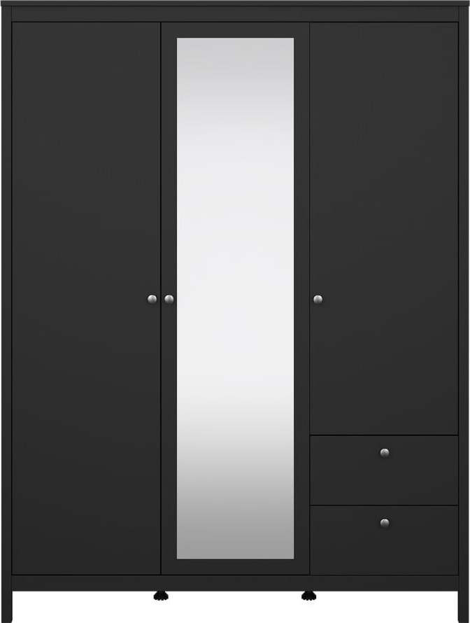 Černá šatní skříň se zrcadlem 150x199x58 cm Madrid – Tvilum