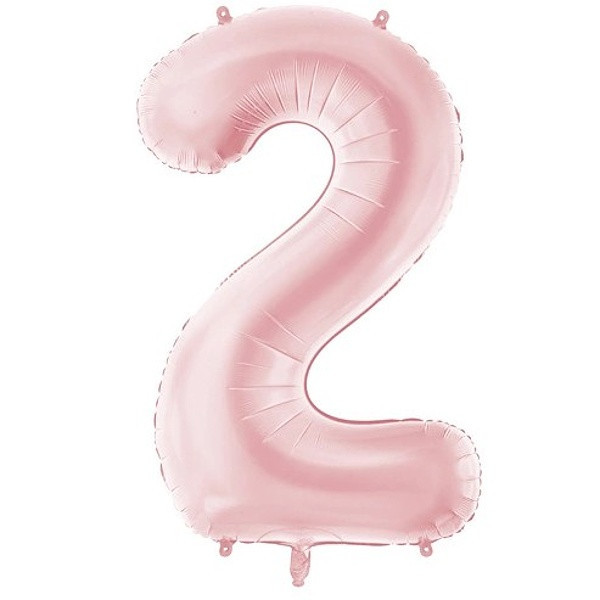 Balónek fóliový číslo 2 světle růžová 86 cm