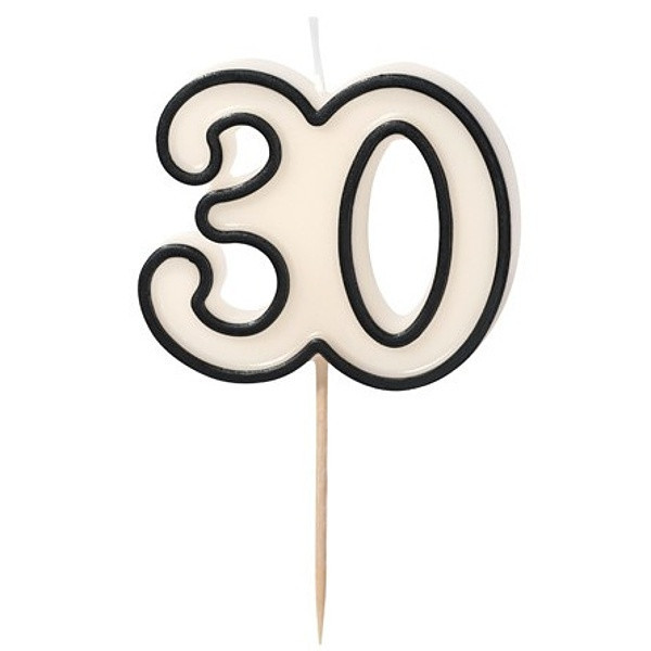 Svíčka narozeninová 30 černo-bílá 5,5 cm