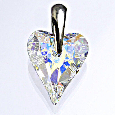 Přívěsek ze stříbra se Swarovski AB krystalem,srdce 27 mm
