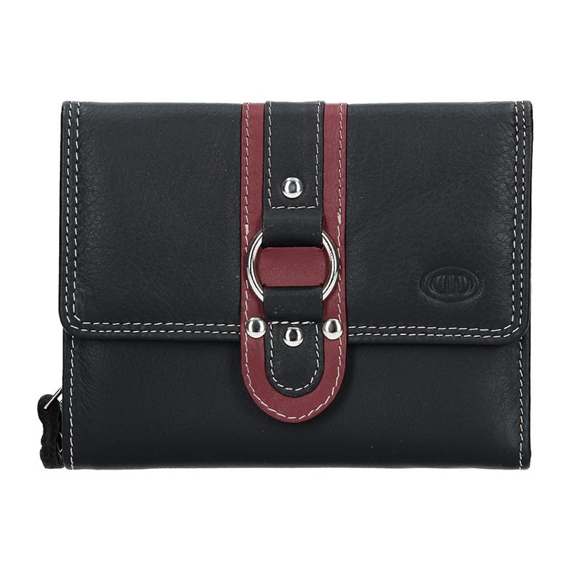 Dámská kožená peněženka DD Anekta Patricie - černo-vínová