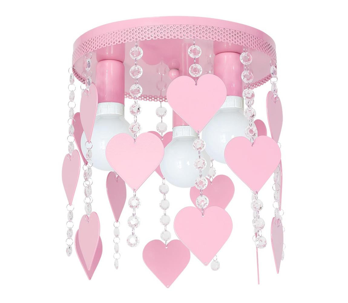 Dětské stropní svítidlo ELZA hearts 3xE27/60W/230V růžová