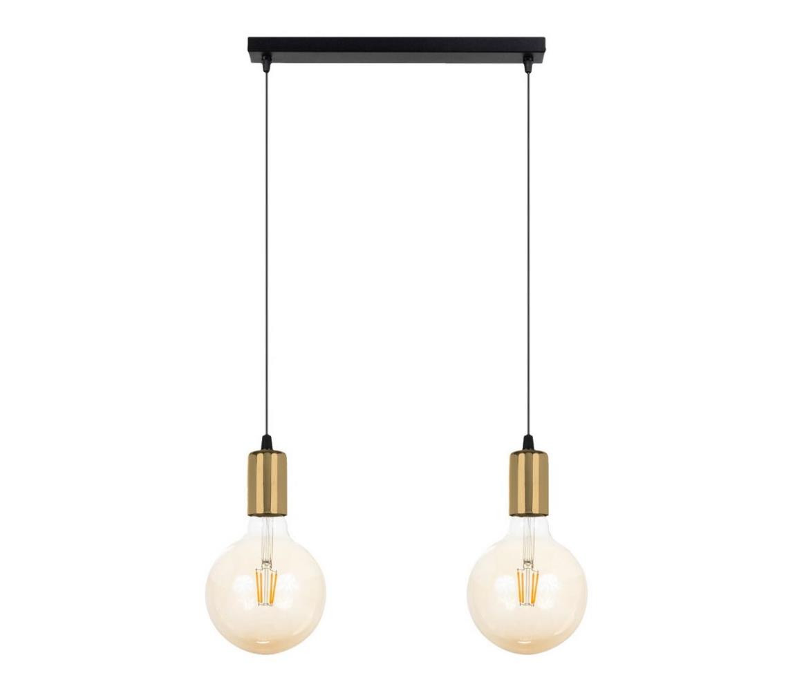 Lustr na lanku MIROS 2xE27/60W/230V černá/zlatá