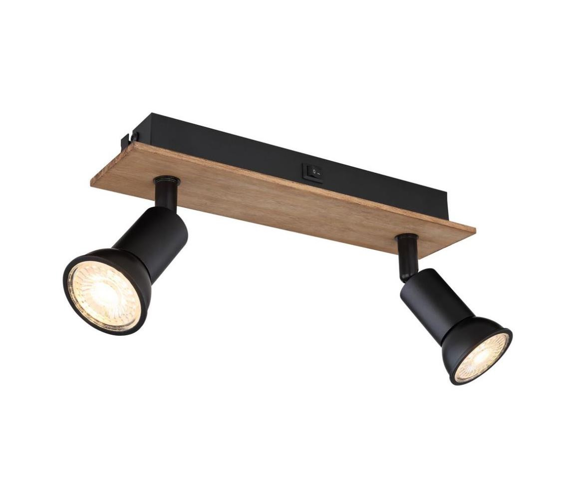 Globo Globo 57998-2W - Bodové svítidlo DREW 2xGU10/35W/230V dřevo/černá