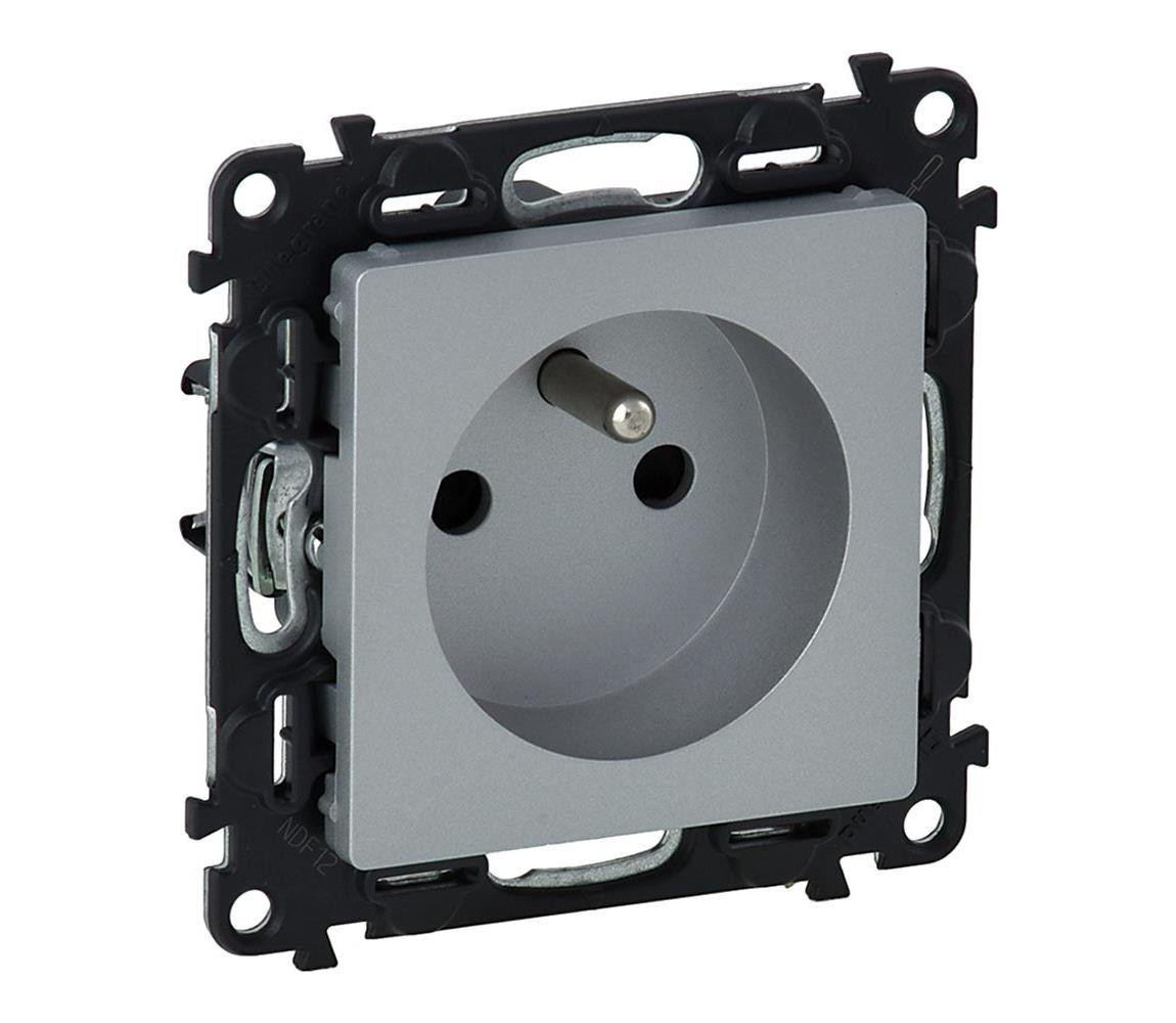 LEGRAND Legrand 753380 - Zásuvka domovní VALENA LIFE 250V/16A 2P+T AS. hliník