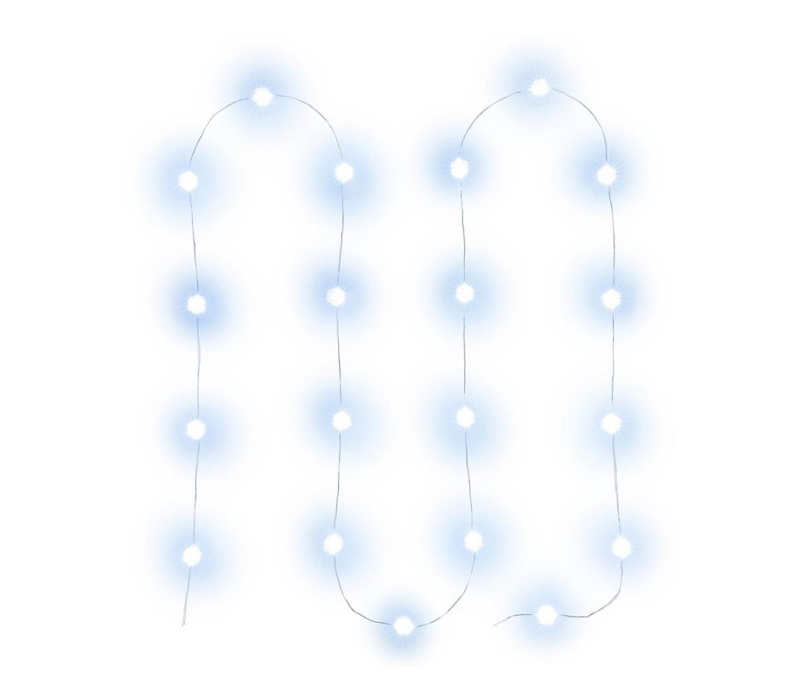 - LED Vánoční řetěz 20xLED/2xAA 2,3m studená bílá