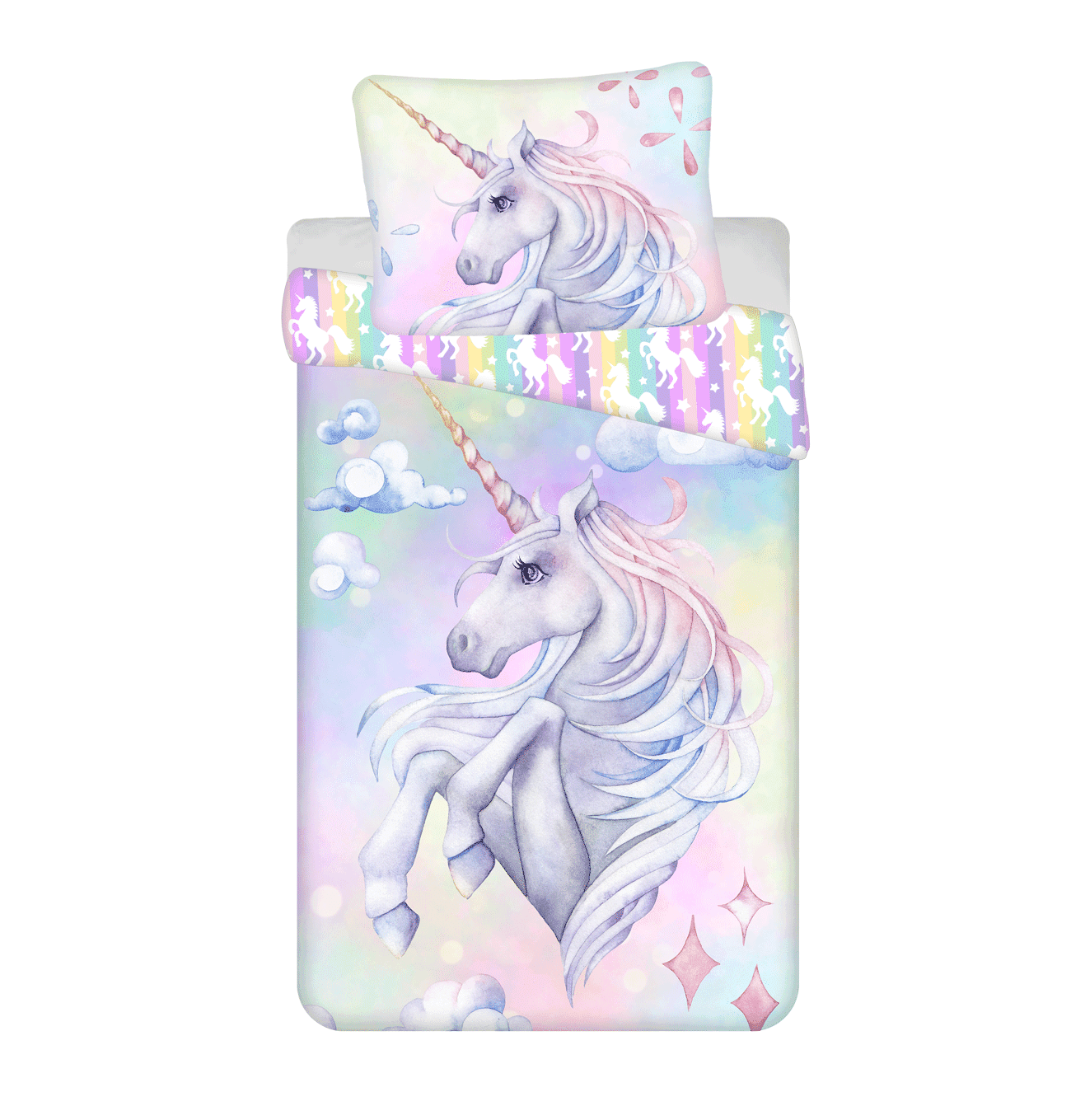 Jerry Fabrics Bavlněné povlečení 140x200 + 70x90 cm - Jednorožec 