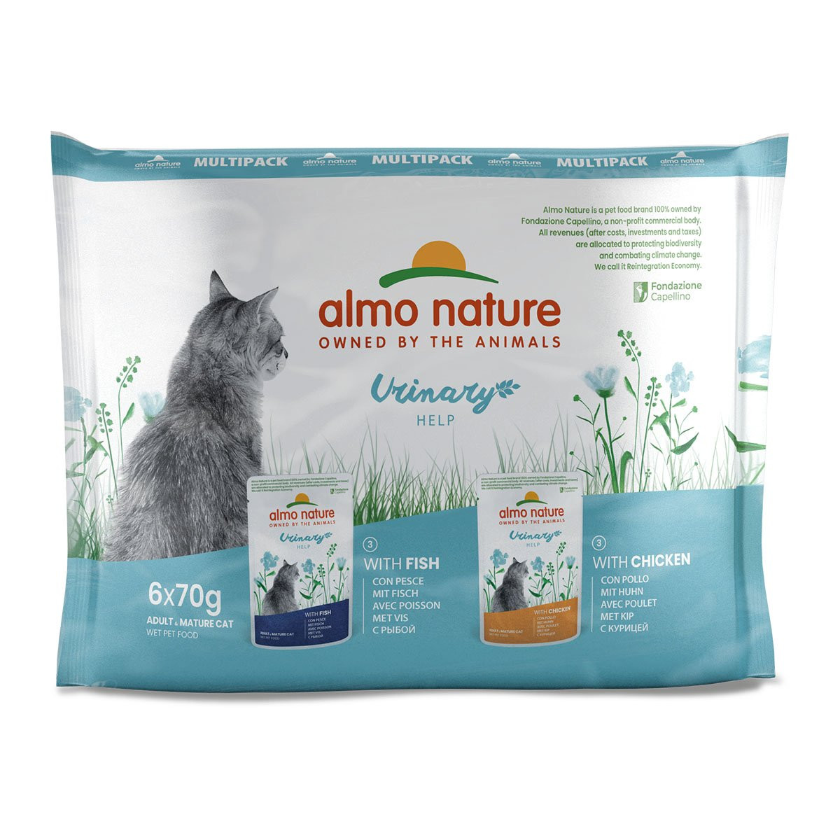 Almo Nature Holistic Urinary Help kombinované balení, ryba a kuřecí maso 6× 70 g