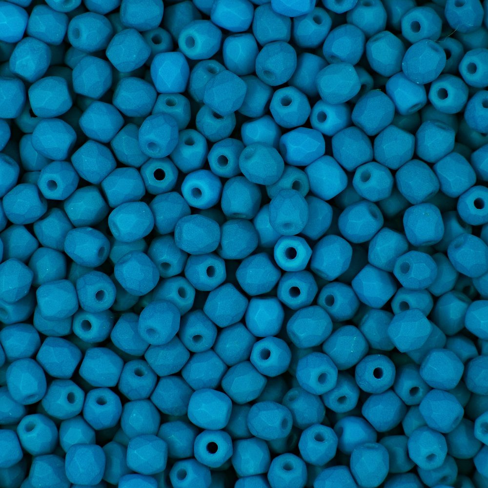Manumi české broušené korálky 3mm Neon Blue - 300 ks