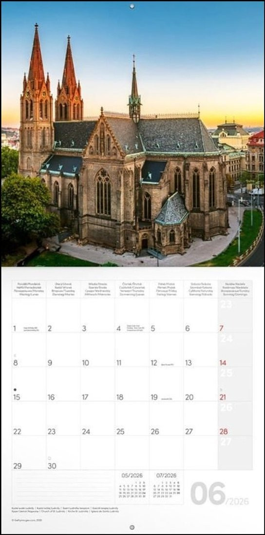 Poznámkový kalendář Praha 2026 - nástěnný kalendář