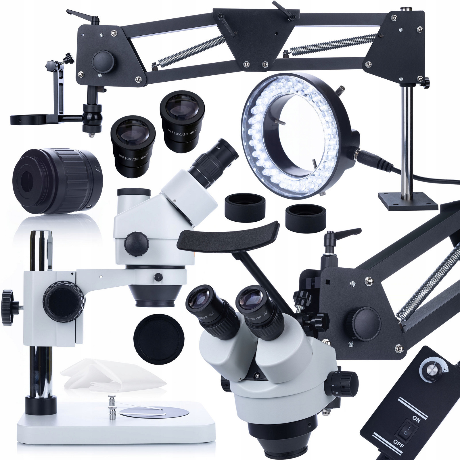 Stereoskopický Trinokulární Mikroskop Mercury Pro Výložník 80 CM S Osvětlovačem