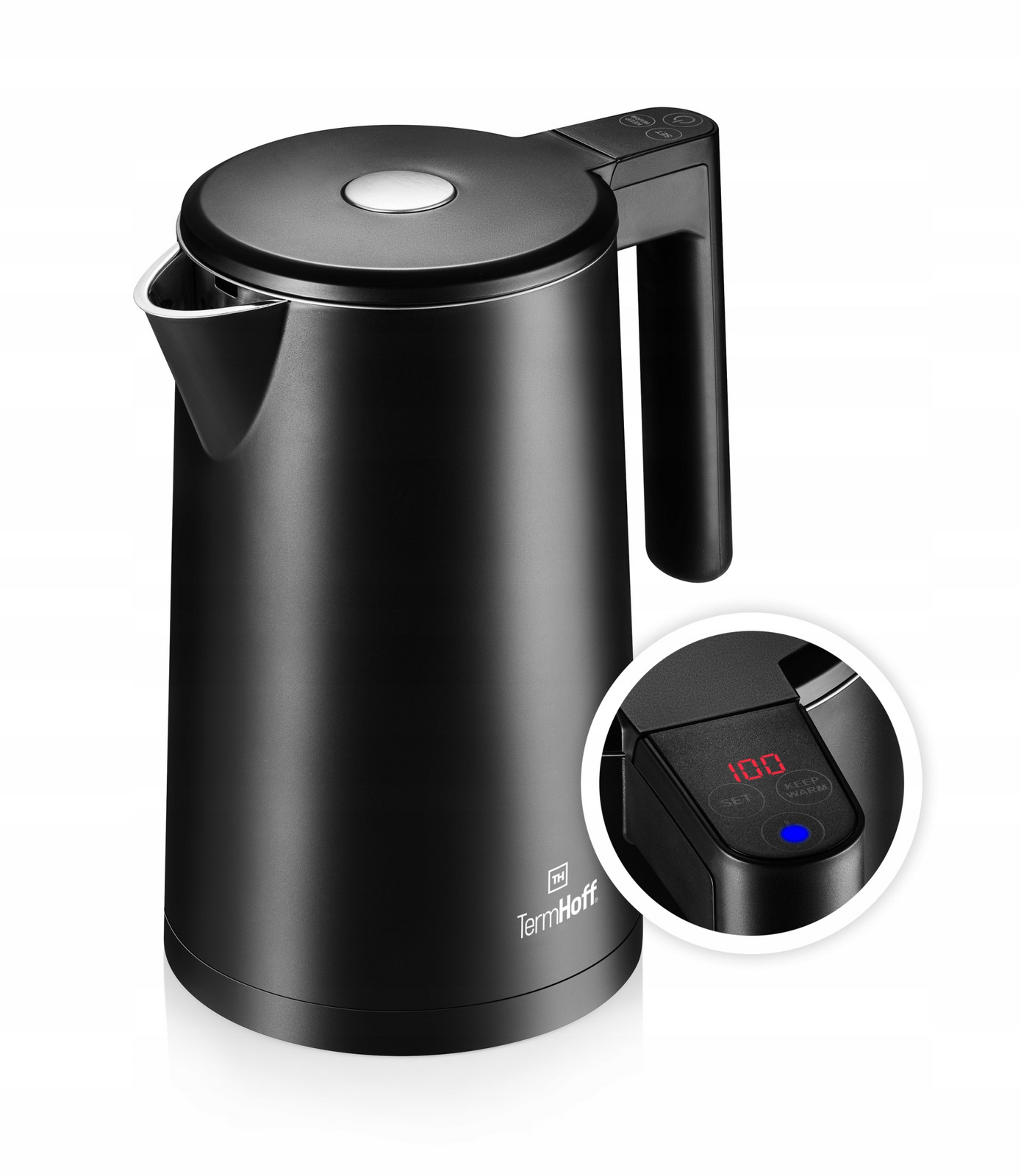 Rychlovarná konvice Regulace teploty 1.7L 2200W TermHoff TH-K2B Černá