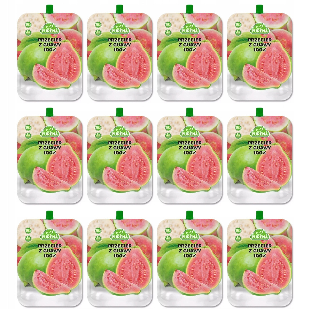 Sada 12x Mus Protlak Purena Guawa Vege Přírodní Bez Přidaného Cukru