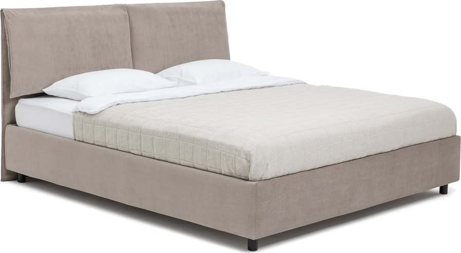 Čalouněná dvoulůžková postel taupe s úložným prostorem s roštem 180x200 cm Myra Pillow – Bonami Selection
