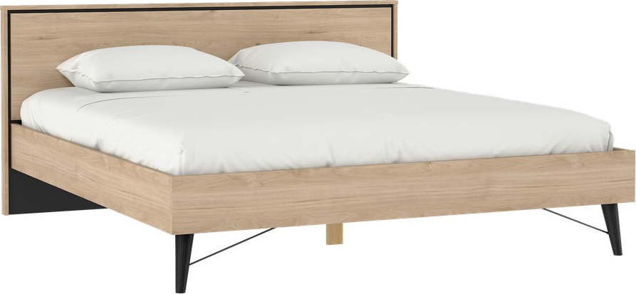 Dvoulůžková postel v dekoru dubu s roštem 180x200 cm v přírodní barvě Ry – Tvilum
