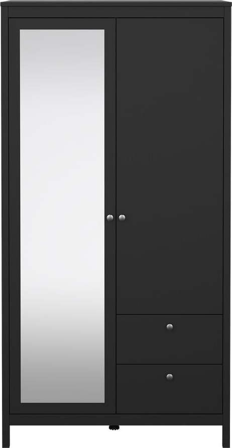 Černá šatní skříň se zrcadlem 102x199x58 cm Madrid – Tvilum