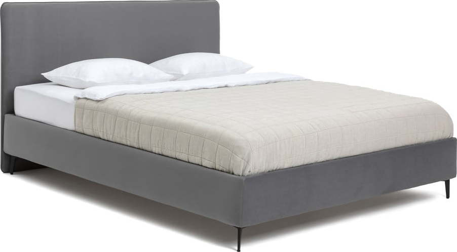 Šedá čalouněná dvoulůžková postel s roštem 180x200 cm Noira Slim – Bonami Selection