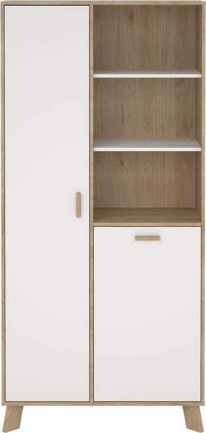 Bílá/v přírodní barvě knihovna v dekoru dubu 89x188x40 cm Ikast – Tvilum