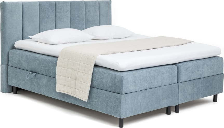 Modrá boxspring postel s úložným prostorem 160x200 cm Elva Bold Line – Bonami Selection