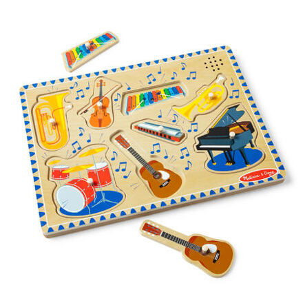 Melissa & Doug Dřevěné puzzle se zvuky - hudební nástroje
