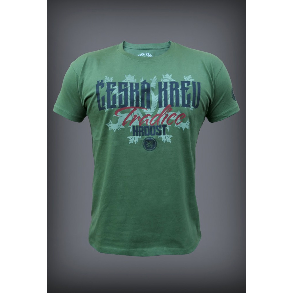 Triko pánské Česká krev Hrdost - olivové, XXL