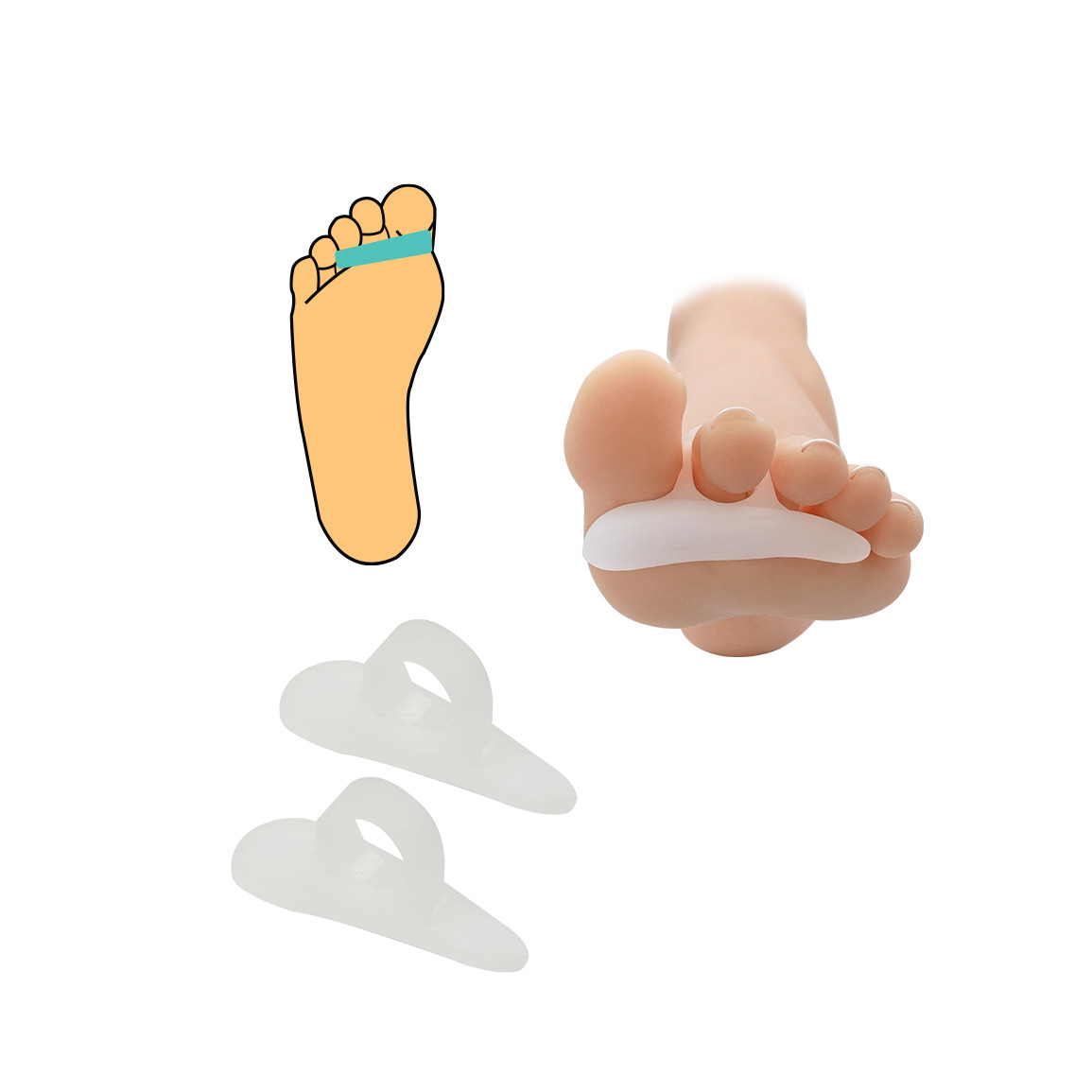 Silikonová podpora prstů 1 pár - průhledná