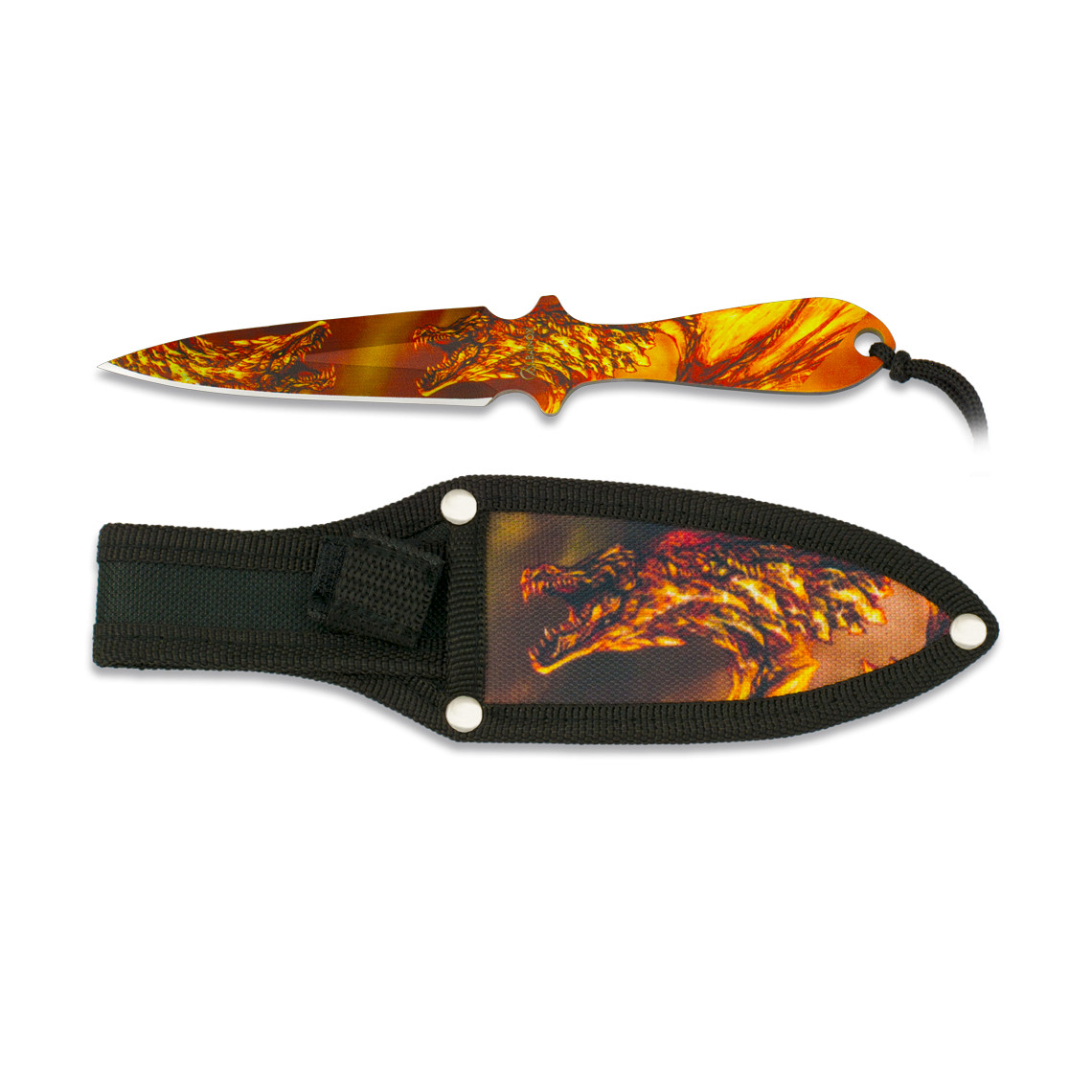 Nůž vrhací Albainox Thrower Dragon 3D - oranžový-černý