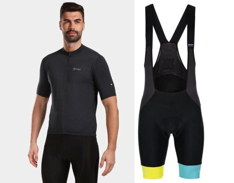 KILPI CAVALET-M Černý cyklistický dres + Kilpi MURIA-M modré cyklistické kraťasy