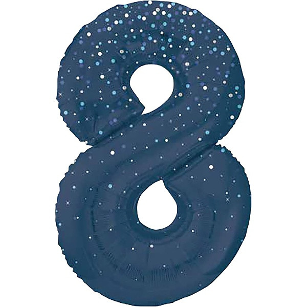 Balónek fóliový č. 8 modrý s puntíky 86 cm