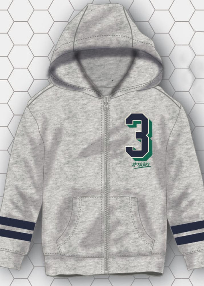 Mikina chlapecká s kapucí celopropínací, Minoti, BZIP 8, šedá - 122/128