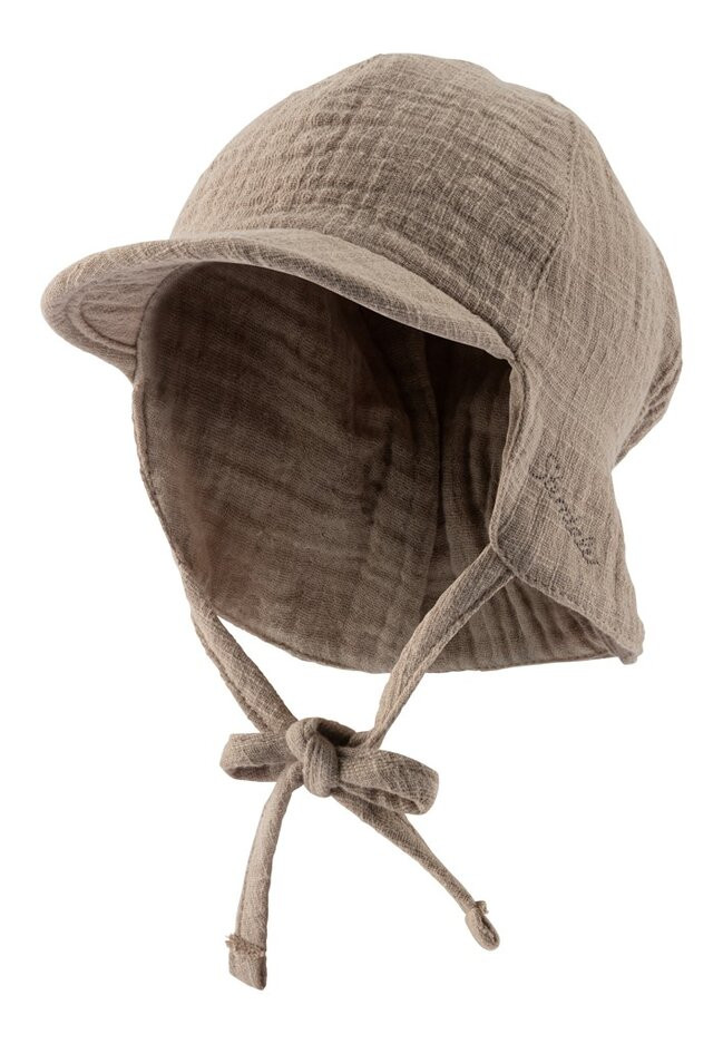 STERNTALER Kšiltovka mušelinová s ochranou krku na zavazování hnědá uni