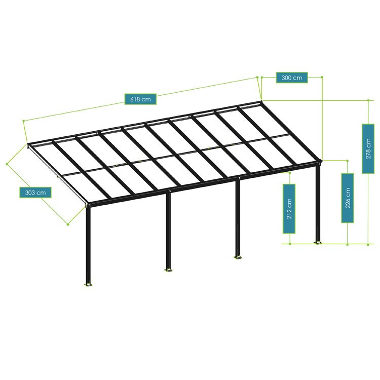 Zahradní hliníková pergola s polykarbonátem 6 x 3 m Goleto 6000W bílá