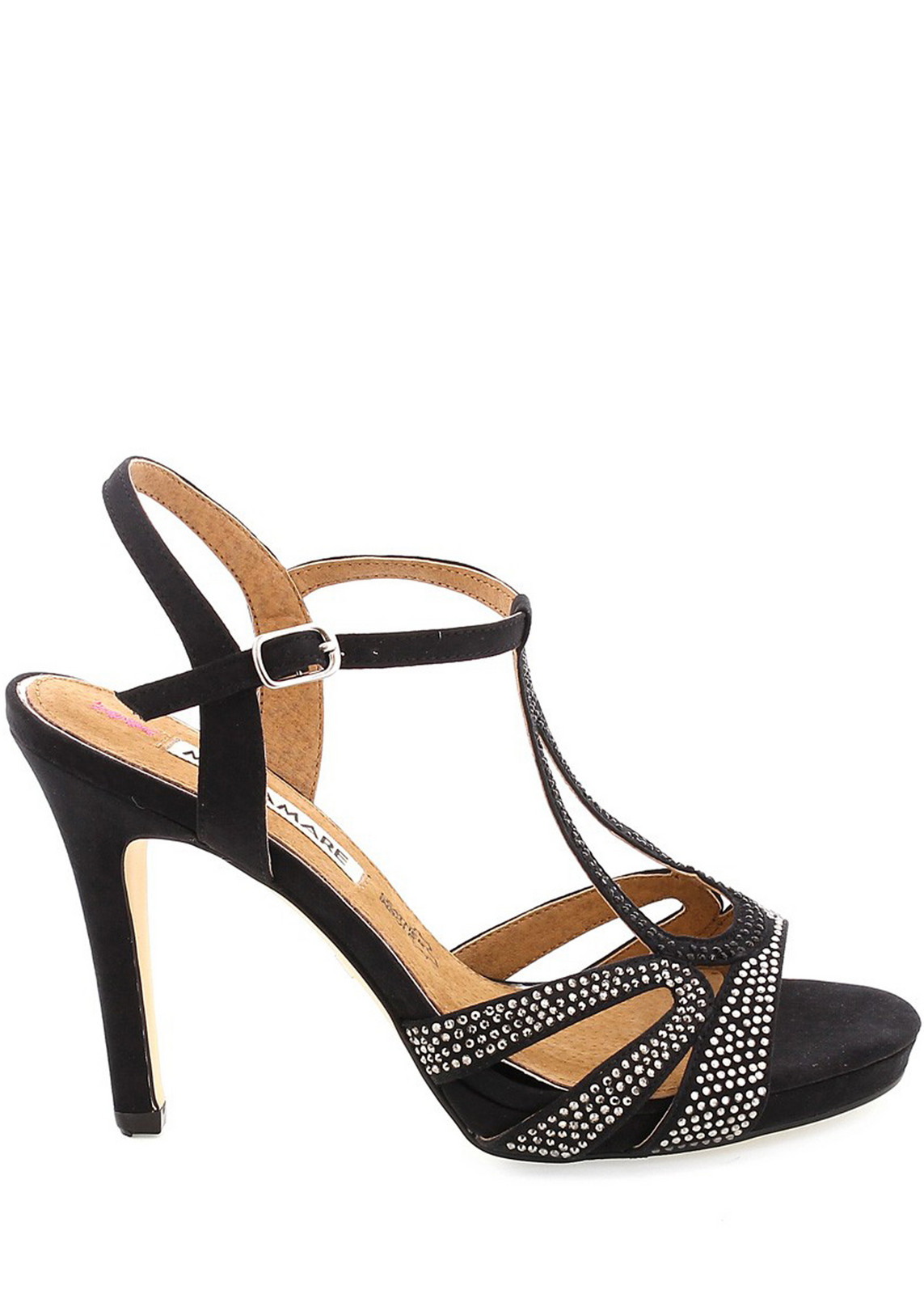Černé zdobené páskové sandály na podpatku MARIA MARE Velikost: 39