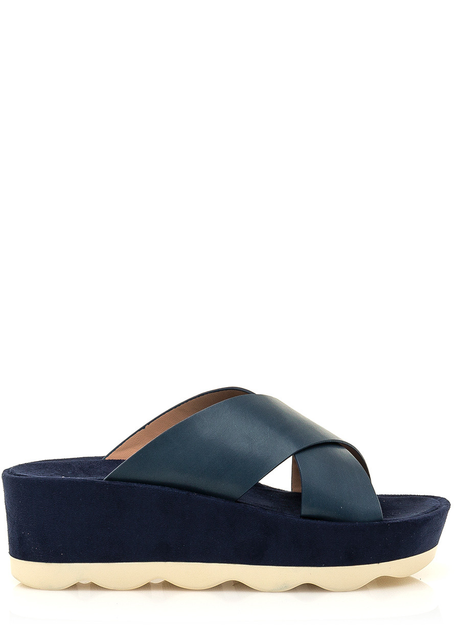 Modré pantofle na vysoké podrážce Maria Mare Velikost: 37