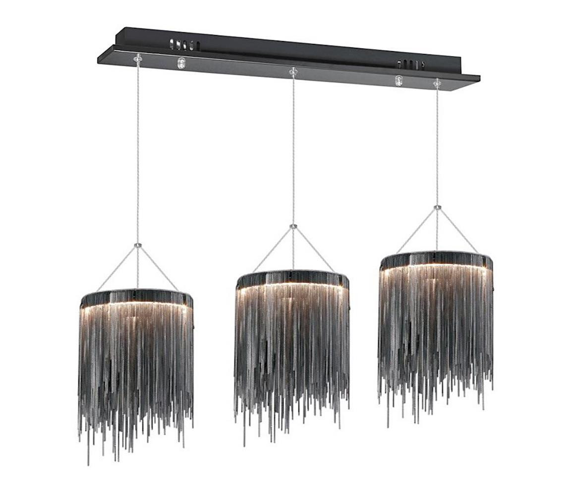 LED Lustr na lanku CASCATA BLACK 3xLED/54W/230V