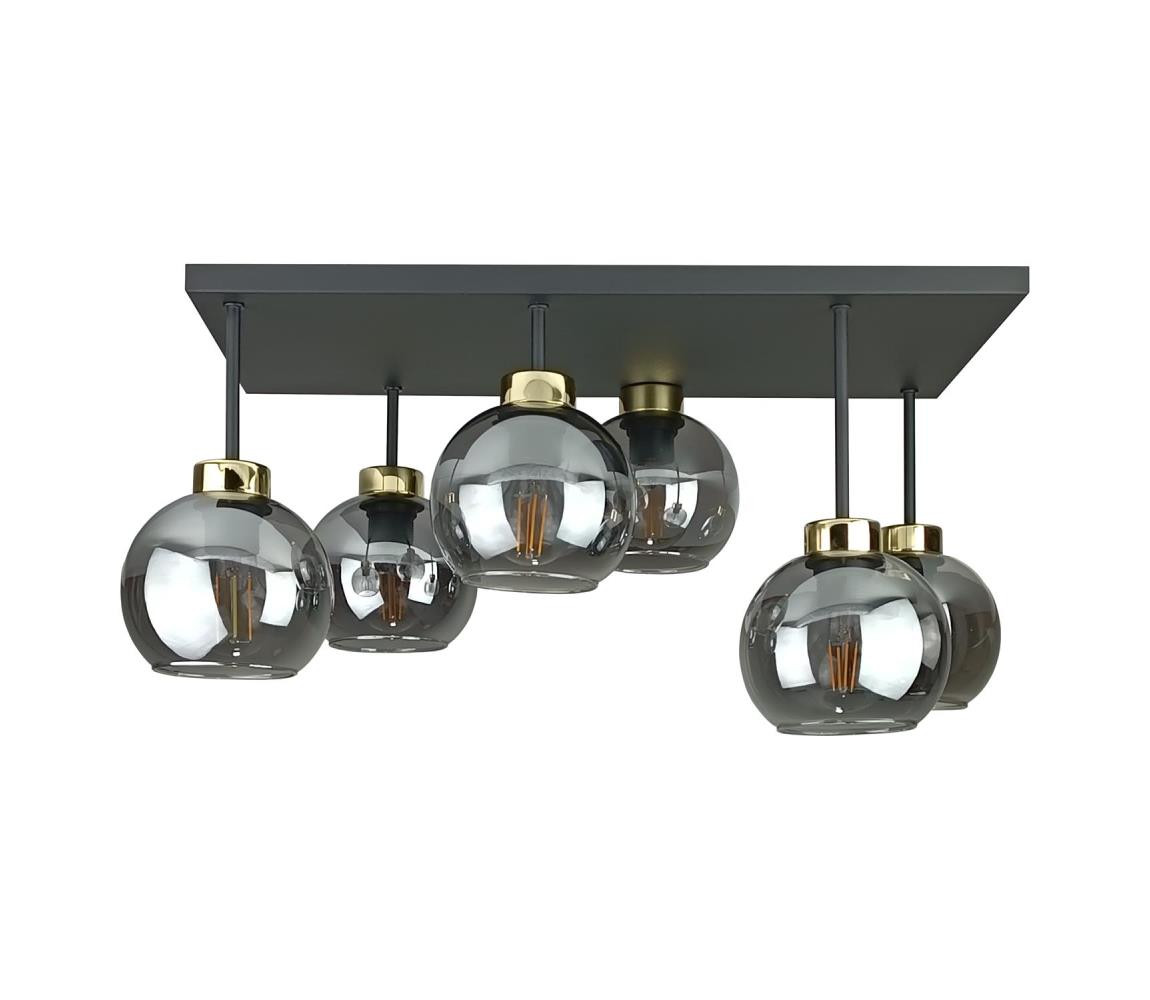 Keter Lighting Přisazený lustr NESSA 6xE27/60W/230V černá/zlatá/kouřová černá