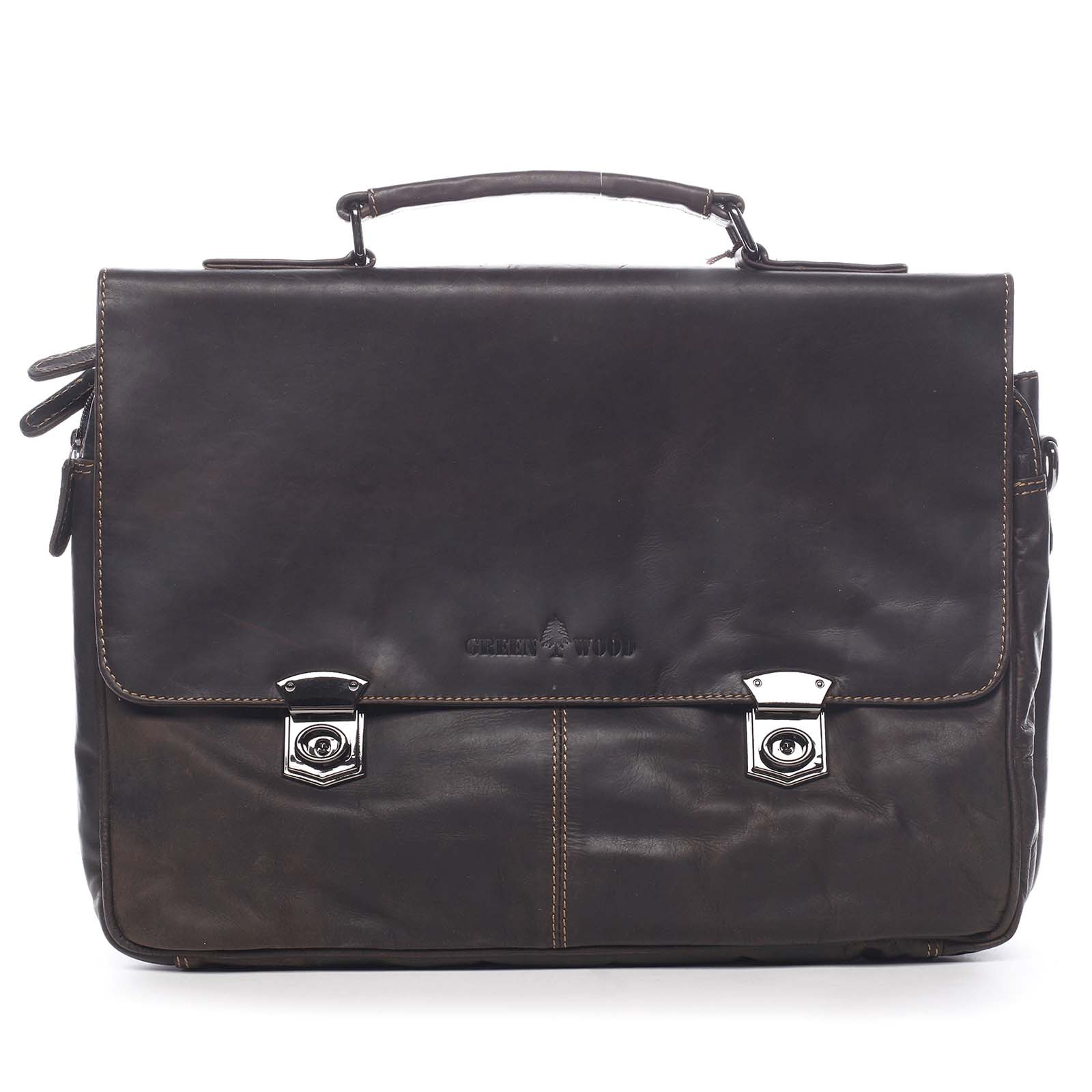 Pánská kožená aktovka tmavě hnědá - Greenwood Heppy hnědá