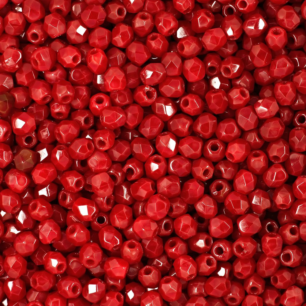 Manumi české broušené korálky 3mm Opaque Red - 300 ks