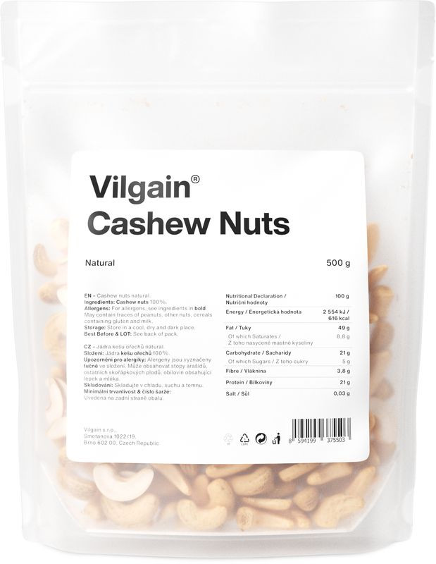 Vilgain Kešu ořechy natural – W320 500 g