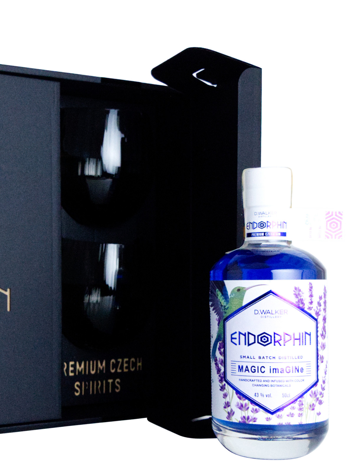 Endorphin gin Endorphin sada: Magic Imagine gin + 2x šedé skleničky Tethys
