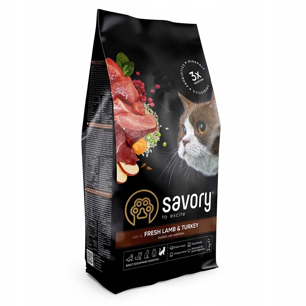 Savory suché krmivo pro citlivé kočky, krůta & jehněčí, 2kg