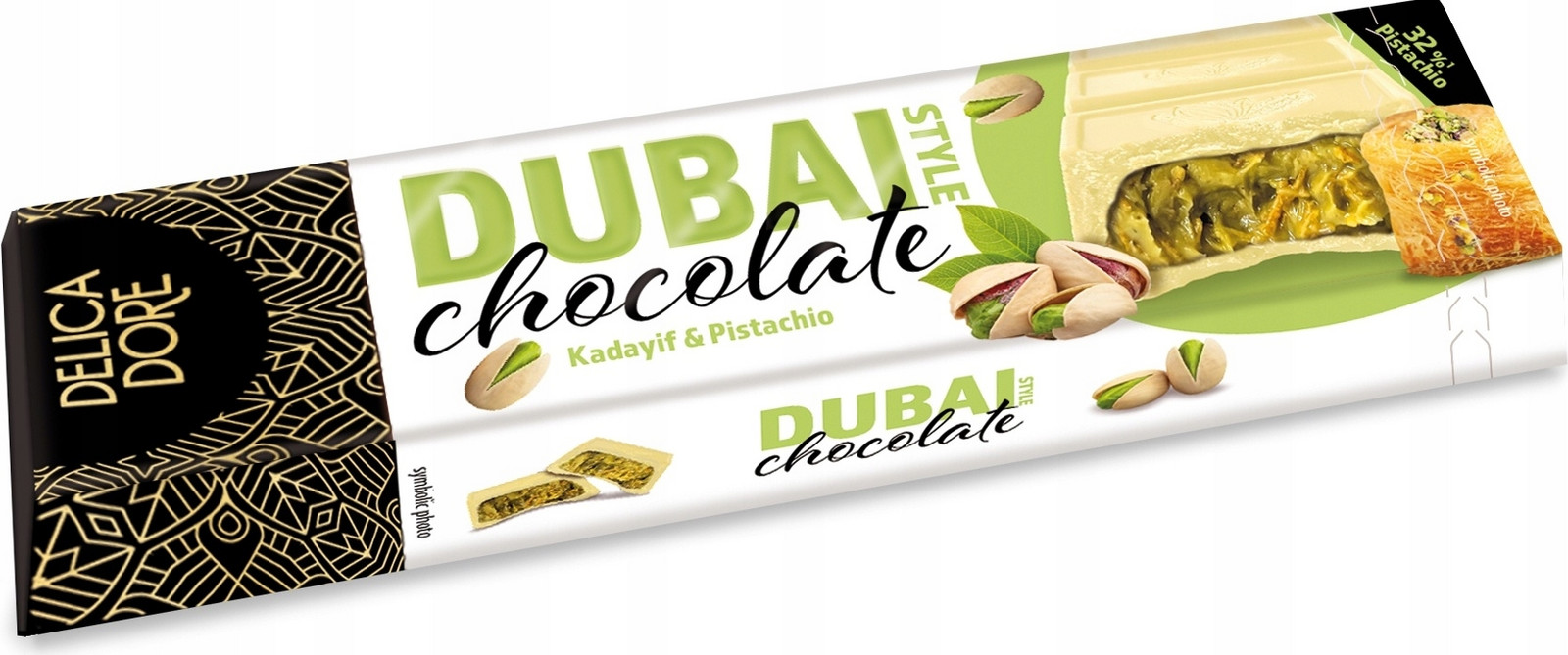 Delicadore Dubai Style White Chocolate pistáciová & kadayif 70g Opak 24KS