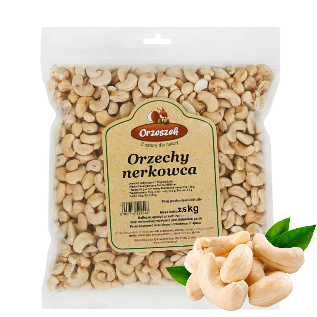 Kešu ořechy Orzeszek 2,5 kg Celá Svačinka Dezerty Pečivo