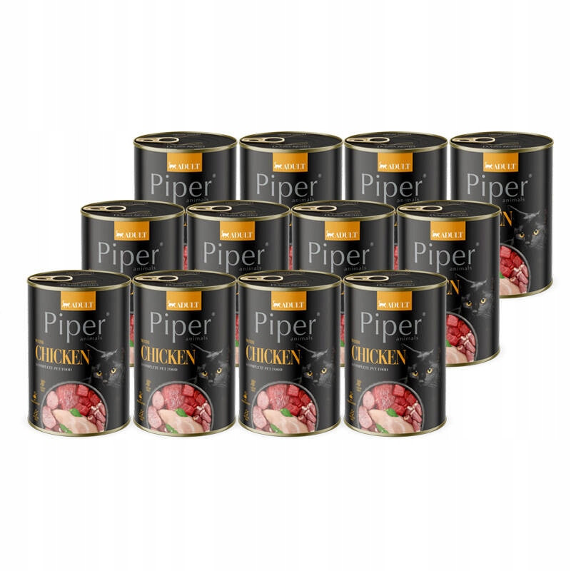 Vlhké krmivo pro kočky Piper Animals s kuřecím masem, sada 12 x 400 g