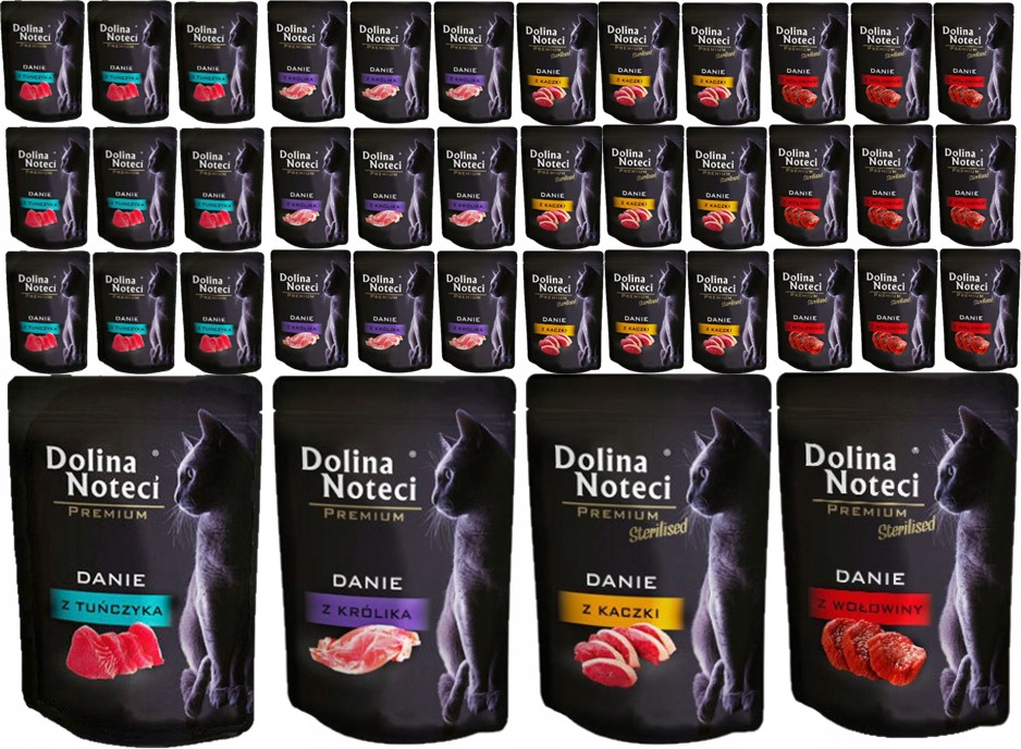 Dolina Noteci Premium Mokré krmivo pro kočky MIX 4 příchutí 40x85g v sáčcích