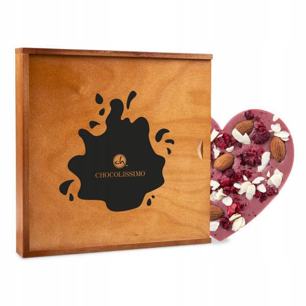 Čokoláda Růžové srdce z čokolády s doplňky na dárek k Valentýnu