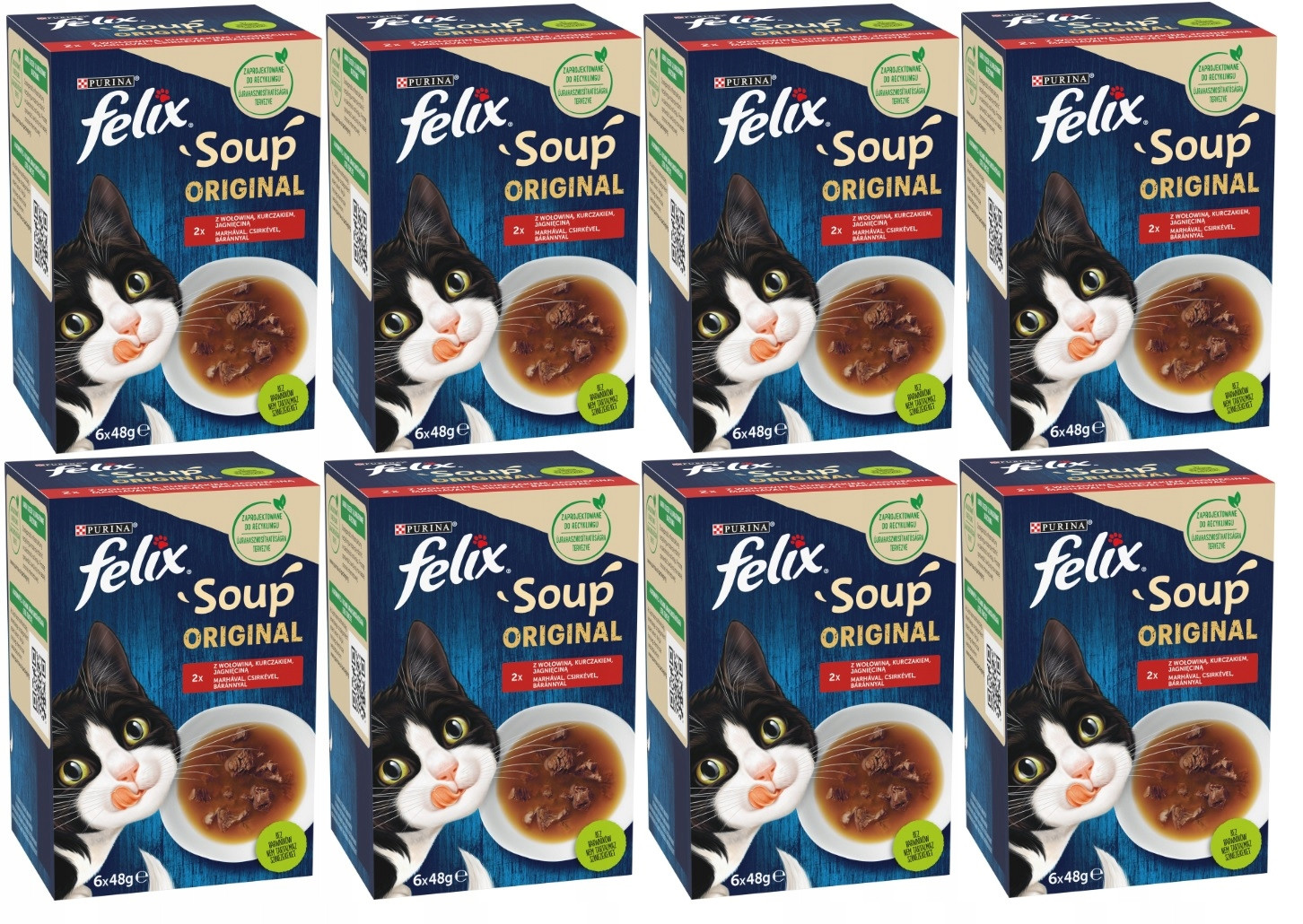 Mokré krmivo pro kočky Felix Soup Original Venkovské příchutě 6x48 g