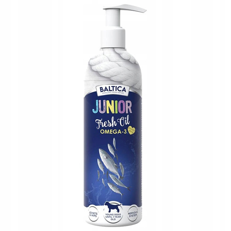 baltica> Omega 3 Junior 400ML Olej Z Divokých Mořských Ryb Pro Psy Do 12 Mca