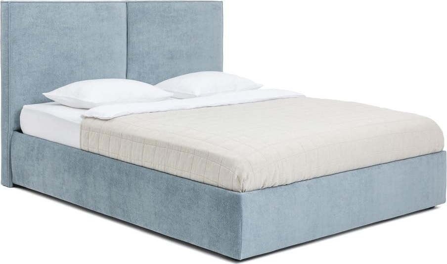 Modrá čalouněná dvoulůžková postel s úložným prostorem s roštem 160x200 cm Thessa Bold – Bonami Selection