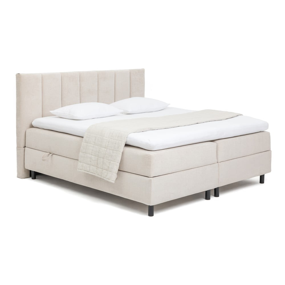 Béžová boxspring postel s úložným prostorem 180x200 cm Elva Bold Line – Bonami Selection